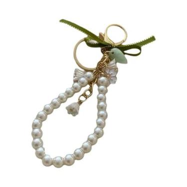 Imagem de Chaveiro Feminino Elegante - Verde Pérola com Orquídea e Sino, Estilo 