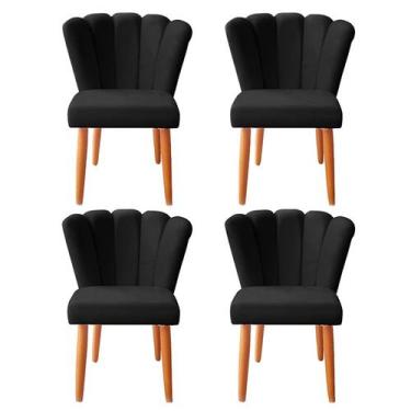 Imagem de Kit 4 Cadeiras De Jantar Estofadas Reforçada Decorativa Pétala Suede -