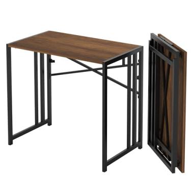 Imagem de Lutown-Teen Mesa dobrável para computador de 89 cm, mesa de acampamento, sem necessidade de montagem, mesa de escritório em casa, mogno