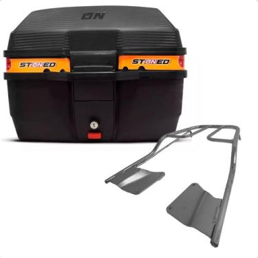 Imagem de Bau Moto Bauleto Stoned 35 Litros Bagageiro Titan 160 16/23 - Faixa Laranja