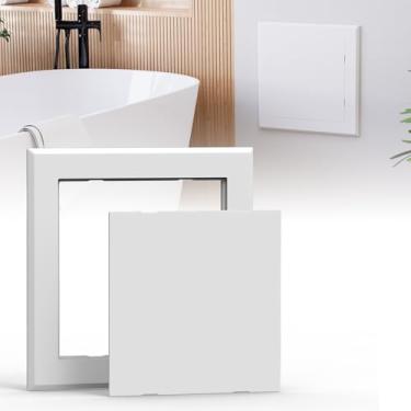 Imagem de Wintcomfort Painel de acesso autoadesivo para drywall, porta de acesso de encanamento resistente de 25,4 x 25,4 cm, capa de plástico para drywall, porta de acesso de parede para banheiro, teto, fácil