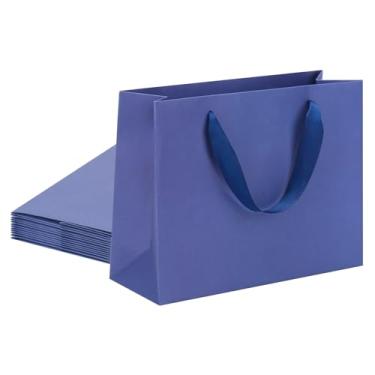 Imagem de QIELSER Sacos de presente a granel, azul marinho com alças para lembrancinhas de festa, aniversário para meninos e homens, chás de bebê (azul marinho, 27 x 7,9 x 20,6 cm)