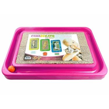 Imagem de Cat Relax – Brinquedo e cama para gatos – arranhador 3 em 1 para gatos com bola – arranhador de gato com pista de bola – Presente divertido – Tapete arranhador para gatinhos – Refil disponível (rosa)
