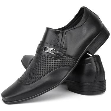 Imagem de Sapato Social Masculino Bico Fino Preto Fosco Lançamento Sapatofran - 