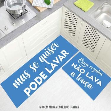 Imagem de kit cozinha passadeira Quem Cozinha Não Lava a Louça 140x40cm 60x40cm 