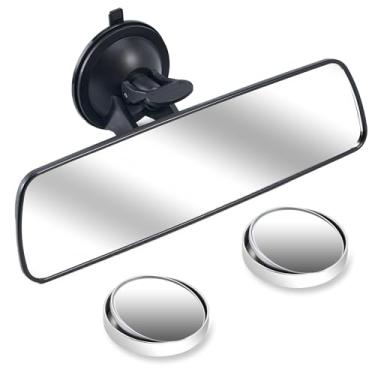 Imagem de Adesivo de espelho retrovisor, espelho de aderência forte para carro com ventosa de gel e parafuso antiderrapante, retrovisor universal Espejo para carro com visão grande angular e visibilidade total