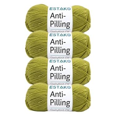 Imagem de Estako DailyKnit-DK - (pacote com 4 novelos) - Fio acrílico 100% antibolinhas - Soft DK leve #3 - (4 x 99 g / 4 x 273 jardas) - para tricô e crochê (80047 - verde Wasabi)