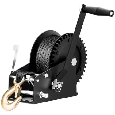 Imagem de ROMON Guincho Para Reboque De Barco De 3500 Libras Com Correia De Poliéster De 33 Pés, Catraca Bidirecional 4:1/8:1, Engrenagens, Guincho Portátil Para Barcos, Caminhões, Reboques, Rv, Atv, Guincho