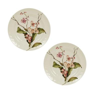 Imagem de Jogo 2 Pratos Sobremesa Melamina 22cm Plástico Não Quebra - Florarte