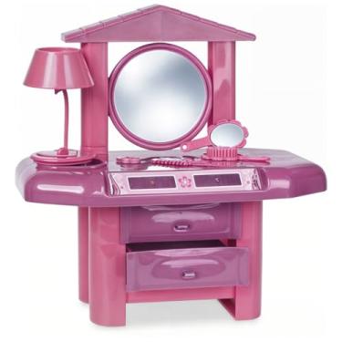 Imagem de Penteadeira Infantil Menina Com Acessórios Pente Aneizinhos Escova Frasco de Esmalte Brinquedo Fashion