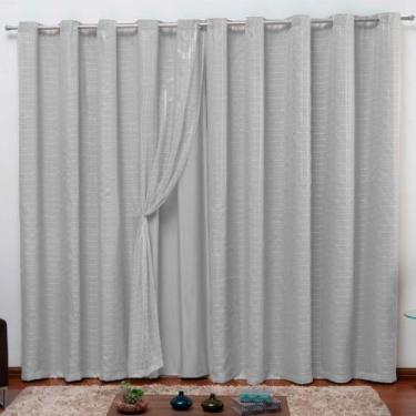 Imagem de Cortina Blackout Pvc Com Voil Tecido Xadrez 2,8 M X 2,3 M Em 4 OpÇÕEs 