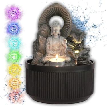 Imagem de Fonte Buda Água Decorativa C/Vela Cascata De Mesa Feng Shui