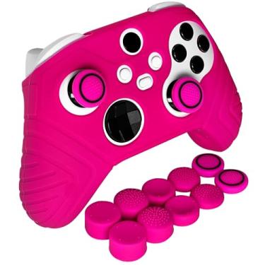 Imagem de HLRAO Rose Pink Anti Slip Protective Silicone Cover Skin Grips Compatible with Xbox Series X/S Controller, 8 PCS Rose Pink Thumb Grips Caps and 2 Grips Caps.
