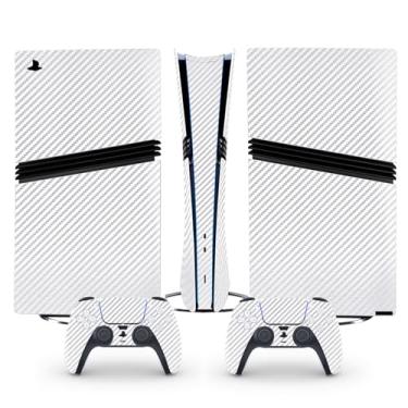 Imagem de Skin Wrap for PS5 Pro Digital Edition, Vinyl Decal Protective Wrap Sticker Cover for Console and Controller (White Carbon Fiber)