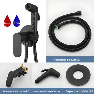 Imagem de Torneira De Bidê De Latão Preto Portátil, Água Quente E Fria, Misturad