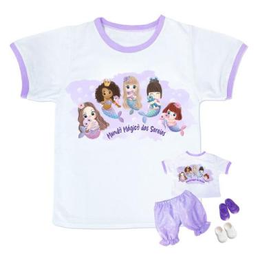 Imagem de Kit Roupa de Boneca Reborn Adora Com Camiseta P/ Mamãe Sereias Laço de