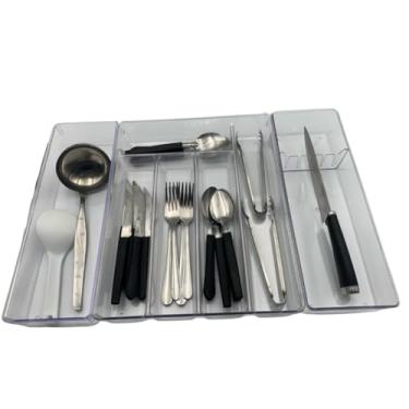 Imagem de Organizador de gaveta extensível divisor porta talher cozinha(Kit Talher Faca 1 divisória)