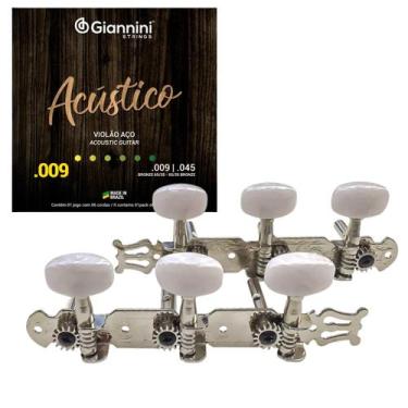 Imagem de Tarraxa p/ Violao Pino Fino c/ Jogo De Cordas Aço 09 - SMART