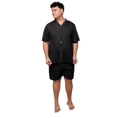 Imagem de Pijama Americano Masculino de Botão Adulto Inverno Plus Size - SOPHIA 
