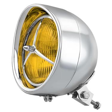 Imagem de FATECIM Farol de motocicleta de LED de 7 polegadas com viseira tripla lente âmbar redonda motocicleta farol alto baixo montagem universal para Harley Kawasaki Honda Yamaha Suzuki Chopper Cafe Racer