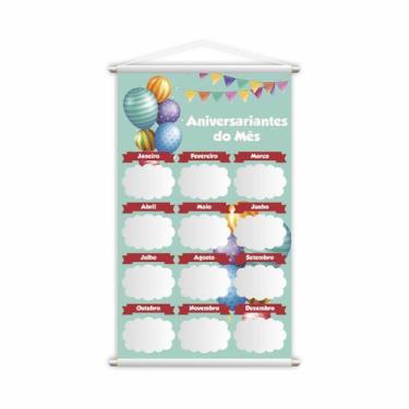 Imagem de Banner Escolar Pedagógico Aniversariantes Do Mês 120x65cm - PlimShop