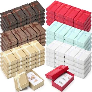 Imagem de Ecally 96 caixas de presente pequenas de papelão, 5 x 7 x 2,9 cm, caixas de brincos para joias, anéis de presente, brincos e colares (multicoloridos)