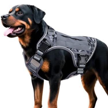 Imagem de Peitoral tático resistente para cães grandes, colete refletivo ajustável sem puxão com sistema Molle, controle de nível militar K9 para treinamento de serviço, atividades ao ar livre e mais de 10