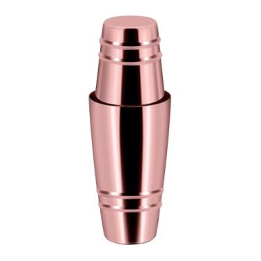 Imagem de Coqueteleira Boston Shaker: Conjunto de coqueteleira ponderada de 18 e 800 ml de aço inoxidável, latas Boston de metal pesado de duas peças apenas (copo medidor em relevo) (ouro rosa)
