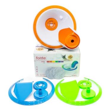 Imagem de Petlon Fonte Bebedouro Cães Gatos Filtro 2L Colors Elétrico Verde Flúor Laranja Fluor E Azul Ciano 110V