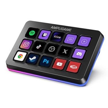 Imagem de AmpliGame Controlador Fifine Stream com 15 teclas macro, deck de streaming com ações de gatilho no software de aplicativos OBS/Twitch/YouTube/Streamlabs, teclado de botões de atalho funciona com Mac e