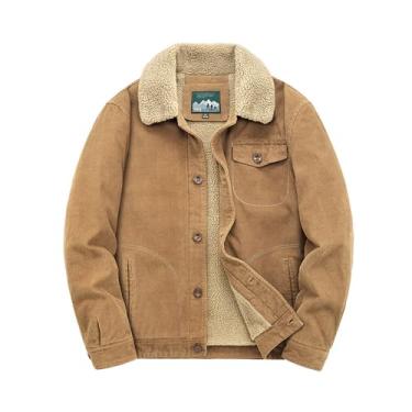 Imagem de Jaqueta De Veludo Cotelê Casual Mais Grossa De Mim, khaki, XXL