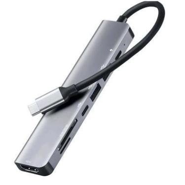 Imagem de Hub Estação 7x1 Type C Macbook X USB-C, PD, USB 3.0, SD, TF, HDMI 4K