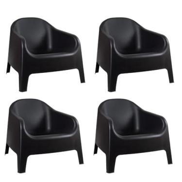 Imagem de Kit 4 Cadeiras poltrona para jardim varanda Skarpo Preto