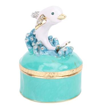 Imagem de Fabater Mini Jóias Organizador, Caixa de Bugigangas de Esmalte Pintada à Mão, Adorável Caixa de Jóias de Golfinhos Decoração de para Anéis de Colares de Colares Pequenos Acessórios