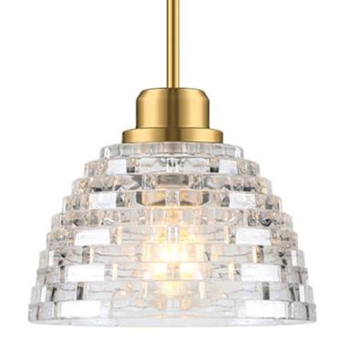 Imagem de Fivemengo 1 pacote de luzes pendentes de vidro cozinha ilha 22 cm moderno ouro vidro pingente luminárias latão pendurado iluminação para cozinha sobre pia sala de jantar quarto E26