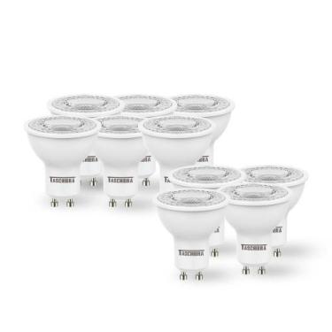 Imagem de Kit 10 Lâmpadas Led Dicroica Mr16 Tdl 7w Taschibra Bivolt 2700k Luz Qu