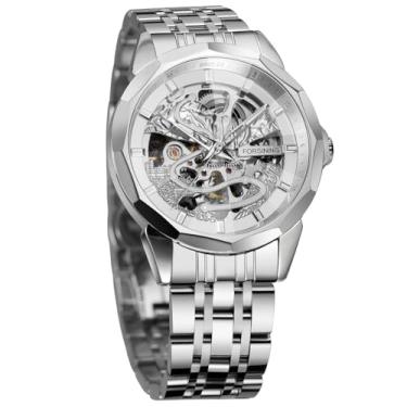 Imagem de FORSINING Relógio de pulso mecânico popular esqueleto automático automático