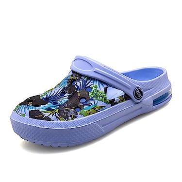 Imagem de Tamancos femininos de jardim, sapatos casuais, sandálias de praia, antiderrapante, piscina, sapatos aquáticos, chinelos domésticos, calçados de verão, Almofada azul-ar, 37/38 BR