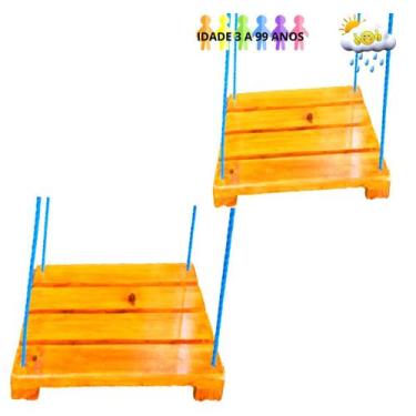 Imagem de Balanço Criança E Adulto Reforçado Madeira Kit Com 02 Unid - Laf Kids
