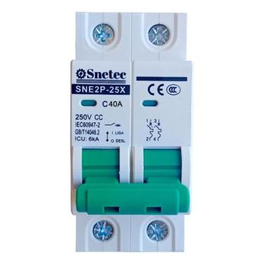 Imagem de Snetec, Disjuntor Bipolar Snetec 250V CC DC SD2-25X Energia Solar 2P (40, Miliampère-horas)