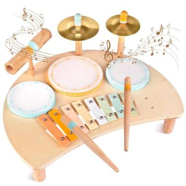 Imagem de Conjunto de bateria Toy Meytccve para crianças de 1 a 3 anos com xilof