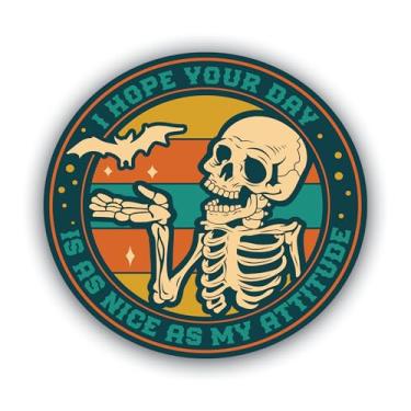 Imagem de Pacote de adesivos de vinil icônico retrô de esqueleto engraçado – Decalque impresso UV impermeável de 12 cm – Várias citações sarcásticas diferentes - Peel & Stick – Várias variações - MKS2328