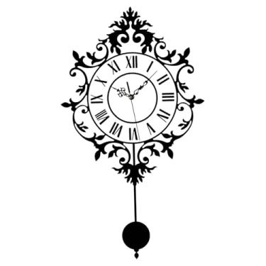 Imagem de Baoblaze Relógio de parede de pêndulo, decoração de parede com algarismos romanos, silencioso e anti-taque para escritório, sala de estar, banheiro, sala