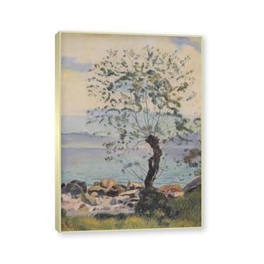 Imagem de Moldura de champanhe. Pinturas a óleo famosas, (sem título 21) de Ferdinand Hodler, reprodução impressa em tela, arte de cenário para decoração de sala de estar. 50 x 70 cm - 19,6 x 27,5 pol