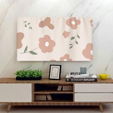 Imagem de Capa de TV de 32 a 75 polegadas para TVs LCD curvas, protetores de exibição de impressão simples, tela curvada para mesa de estar, capa decorativa universal para sala de estar, rosa, 70 polegadas