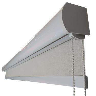 Imagem de Persiana Rolô Cortina Blackout 100% 1,60 L x 1,30 A Com Bandô Cor Linho Natural