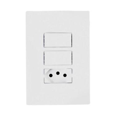 Imagem de Kit 2 Interruptor 2 Teclas Simples e Tomada Bco 10A - I9 - ILUMI
