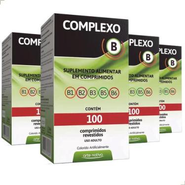 Imagem de Kit 4 Complexo B 400 Comprimidos Vitaminas B1 B2 B3 B4 B5 B6 Vitaminas