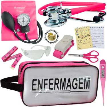 Imagem de Kit Academico Enfermagem Premium Preto Completo - Love Saude, ROSA TRA