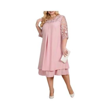 Imagem de Vestido De Verão plus Size Com Bordado Floral Em Patchwork Para Mulher